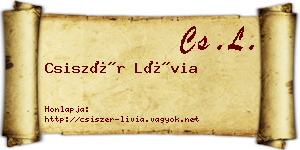 Csiszér Lívia névjegykártya